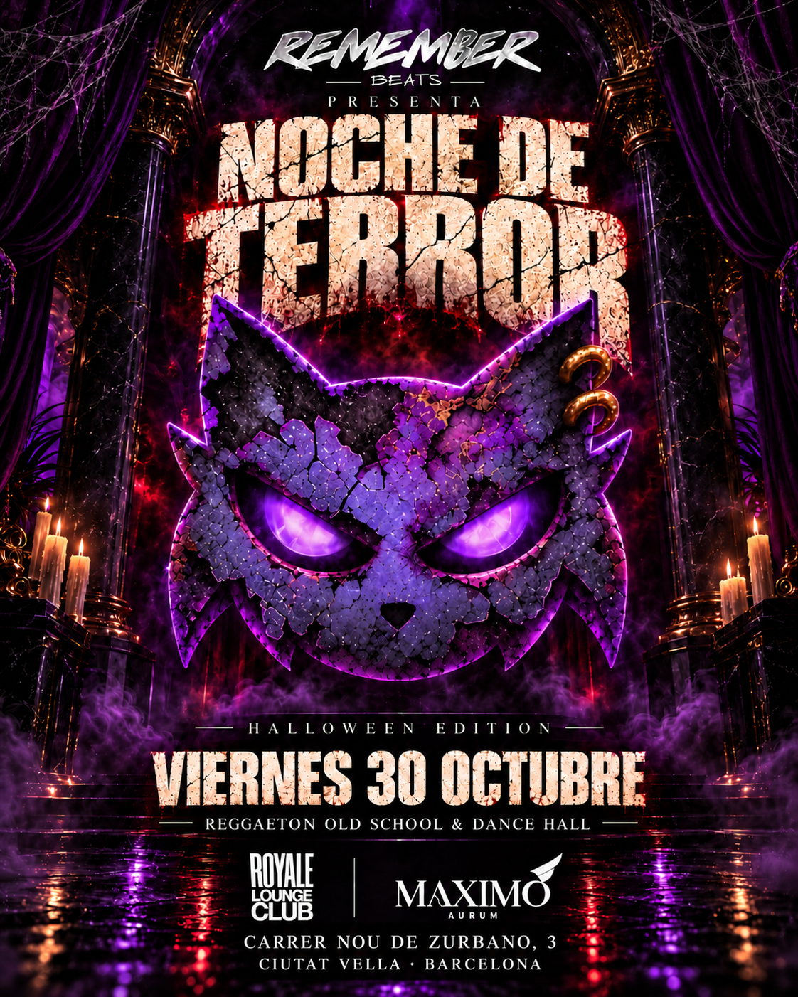 Flyer Noche de Terror de Remember Beats, viernes 30 de octubre en Barcelona